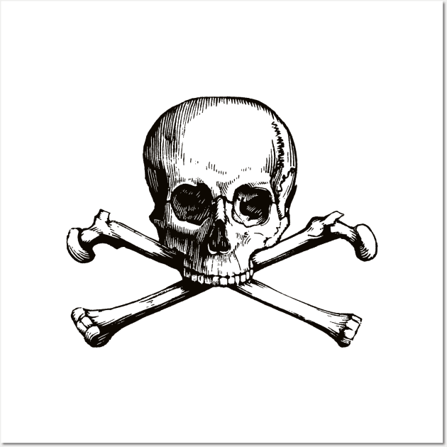 Skull and Crossbones | Jolly Roger | Pirate Flag | Deaths Head | Black and White | Skulls and Skeletons | Vintage Skulls | Wall Art by Eclectic At Heart